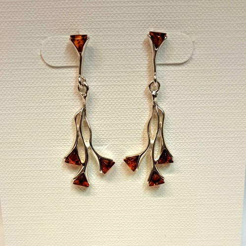 HWG-2353 Earrings Dangle, 3 Triangles $45 at Hunter Wolff Gallery